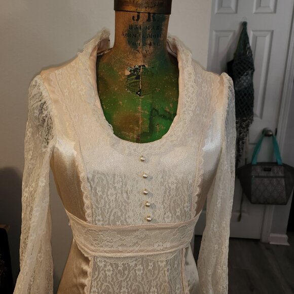 Vintage Gunne Sax Satin Gown (70's) WT - Picture 7 of 11